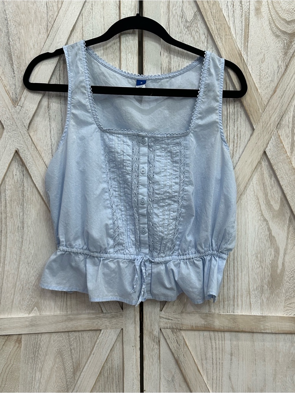 Old Navy Light Blue Sleeveless Peplum Camisole with Button Front